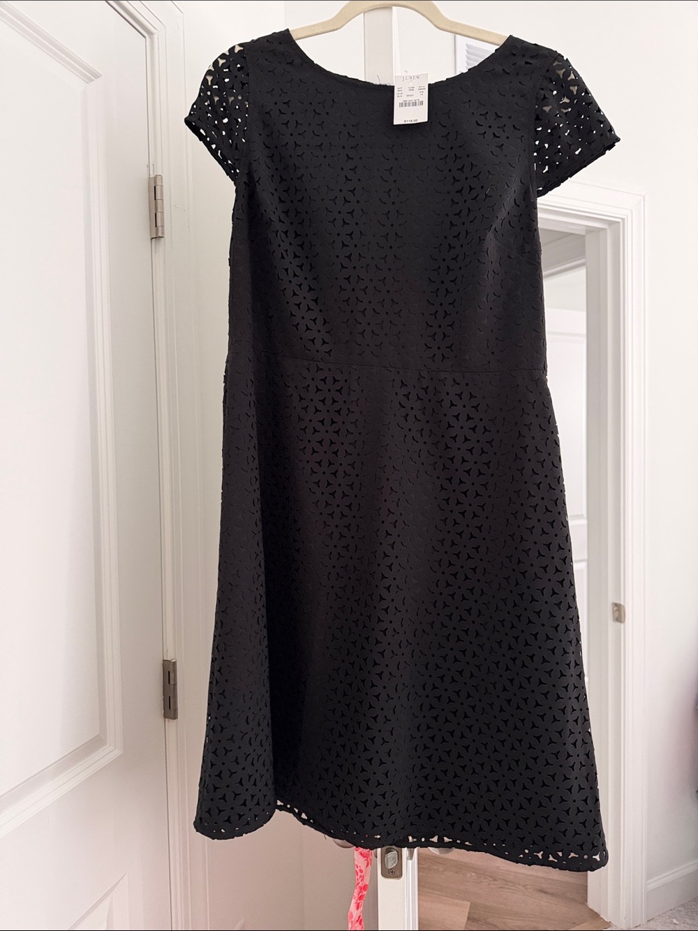 J. Crew Black Laser-Cut A-Line Dress